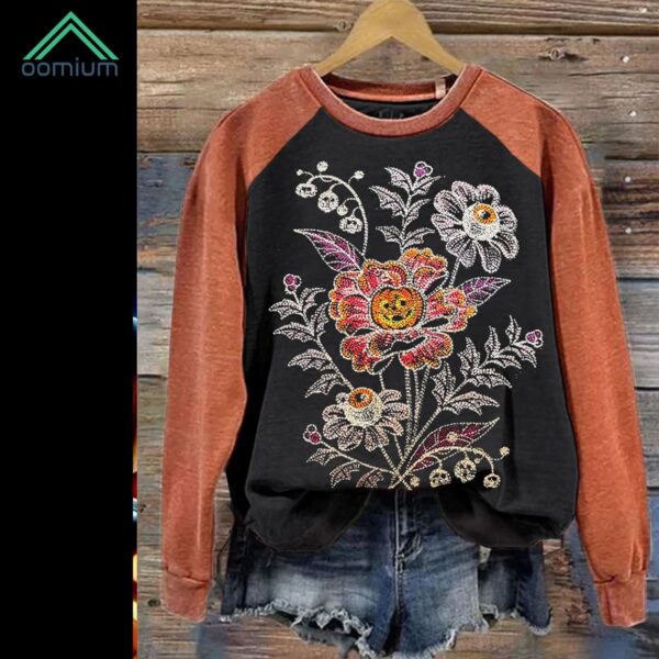 Floral Pumpkin Print Sweatshirt