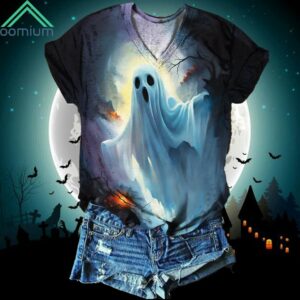 Ghost Print Casual V Neck Shirt