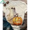 Ghost Pumpkin Print Vintage Shirt