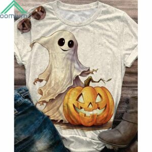 Ghost Pumpkin Print Vintage Shirt