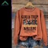 Girl's Trip Salem Time To Get Wicked Halloween Print Crew Neck Sweatshirt