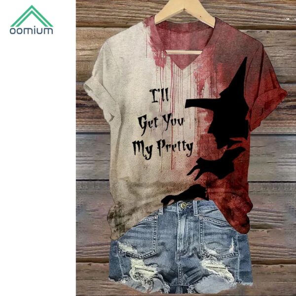 Halloween Blood I'll Get You My Pretty Print Casual Shirt