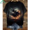 Halloween Dance Scythe Skull Crew Neck Shirt