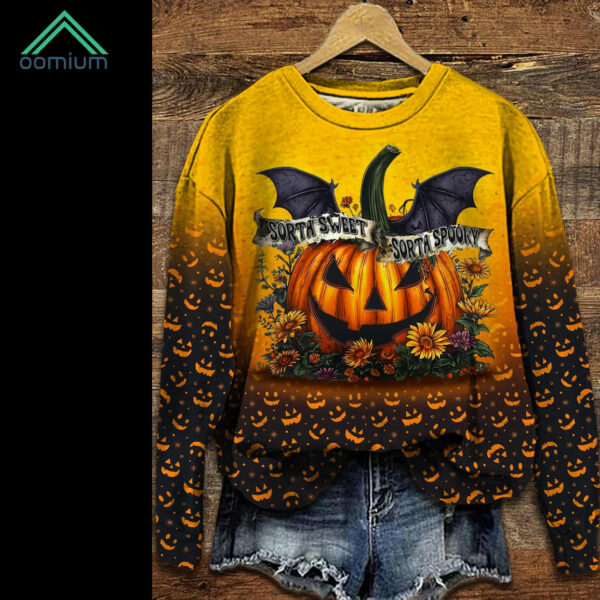 Halloween Demon Pumpkin Head Long Sleeve Casual Shirt