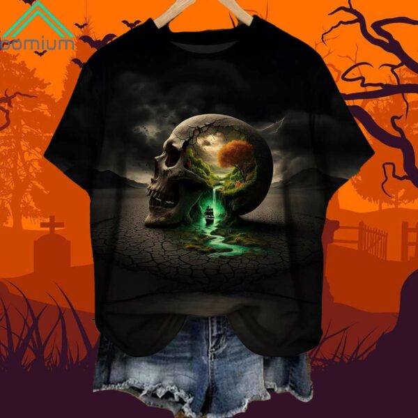 Halloween Desert Skull Crew Neck Shirt