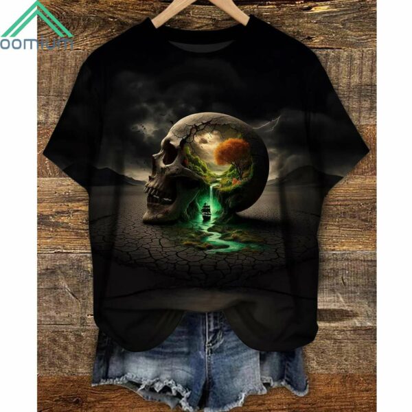 Halloween Desert Skull Crew Neck Shirt