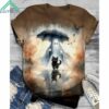 Halloween Elf Cat Gradient Print Short Sleeve Shirt