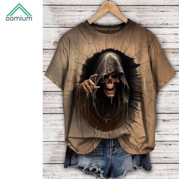 Halloween Evil Crawling Skull Crew Neck Shirt