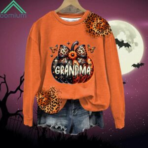 Halloween Grandma Bowknot Pumpkin Sweatshirt