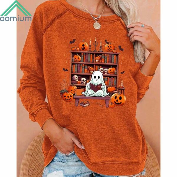 Halloween Library Ghost Books Print Sweatshirt