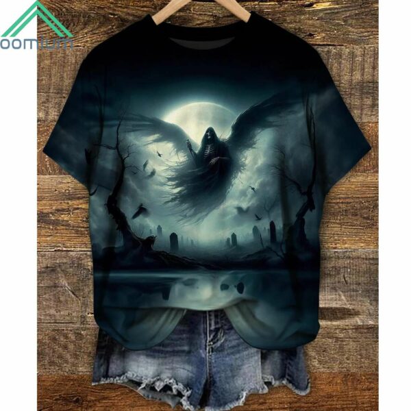 Halloween Moonlight Ghost Crew Neck Shirt