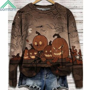 Halloween Pumpkin Head Long Sleeve Shirt