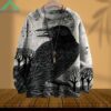 Halloween Raven Pattern Art Print Casual Knit Pullover Sweater