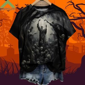 Halloween Skull Forest Crew Neck Shirt