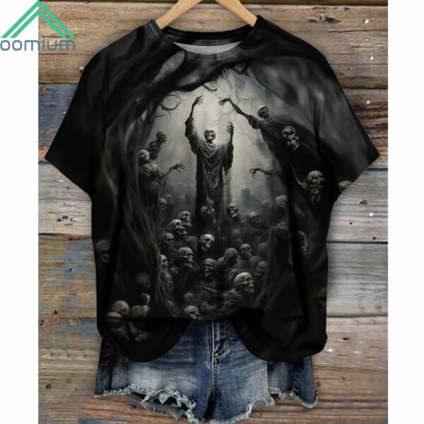 Halloween Skull Forest Crew Neck Shirt