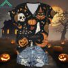 Halloween Skull Pumpkin Print Short Sleeve Shirt