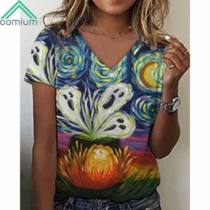 Halloween Starry Night V Neck Shirt