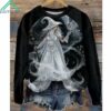 Halloween Witch Elf Print Long Sleeve Sweatshirt