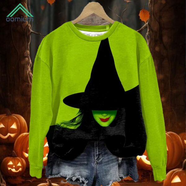 Halloween Witch Print Round Neck Sweatshirt