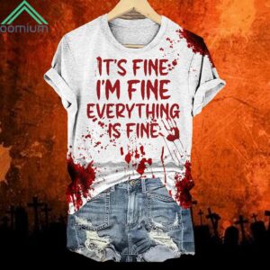 It's Fine Funny Spooky Crew Neck Shirt 1