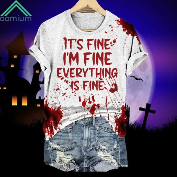 It's Fine Funny Spooky Crew Neck Shirt