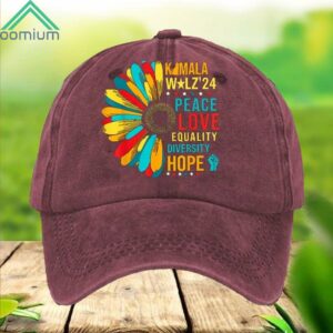 Kamala Walz 2024 Peace Love Equalty Hope Hat
