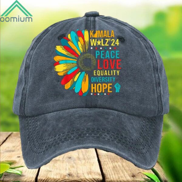 Kamala Walz 2024 Peace Love Equalty Hope Hat