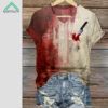 Knife Bloody Halloween Print Casual Shirt