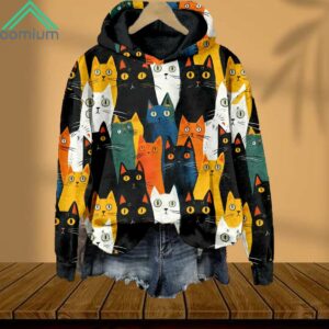 Lovely Crowded Cats Art Hoodie