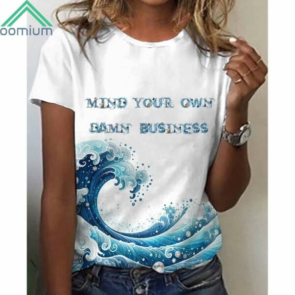 Mind Your Own Damn Business Blue Waves And Cats Shirt