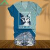 New Way Forward Blue Cat Blue V Neck Shirt