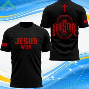 Ohio State Football Jesus Won Shirt Black 2024