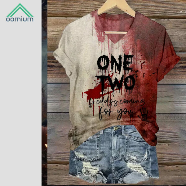 One Two Freddy's Coming For You Print Shirt