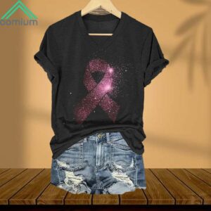 Pink Ribbon Breast Cancer Awareness V Neck Shirt