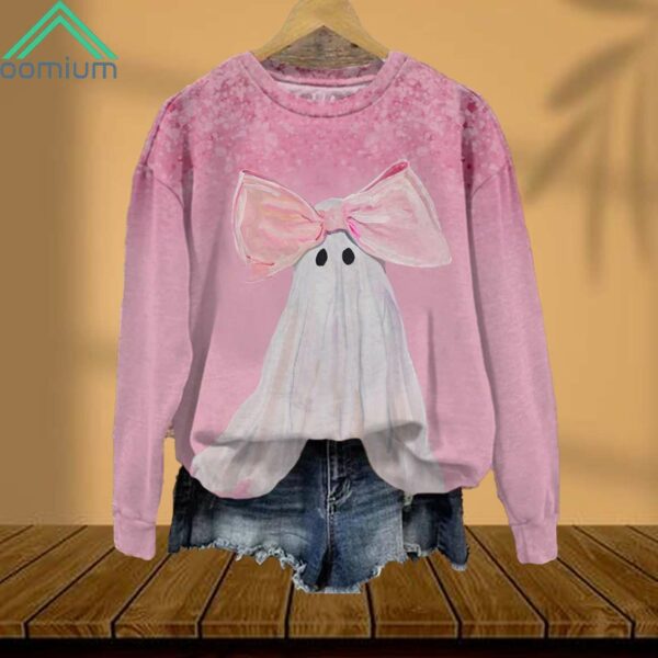 Pink Ribbon Ghost Breast Cancer Awareness Sweatshirt