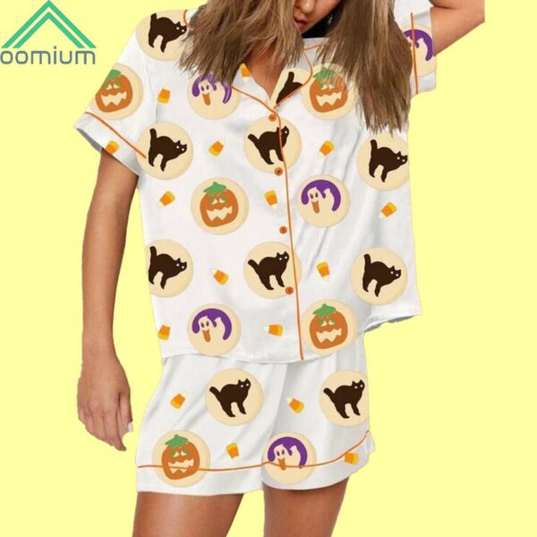 Pumpkin Black Cat Halloween Pajama Set