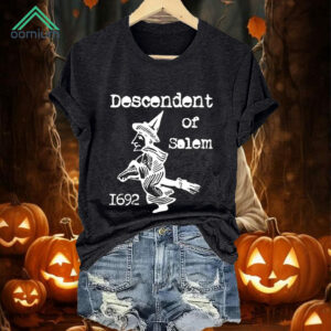 Retro Halloween 1692 Descendent Of Salem Witch Trials Print Shirt