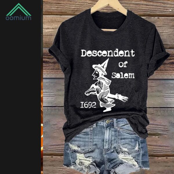 Retro Halloween 1692 Descendent Of Salem Witch Trials Print Shirt