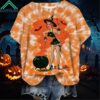 Retro Halloween Cartoon Tie Dye Printed Crew Neck Short Sleeve Shirt