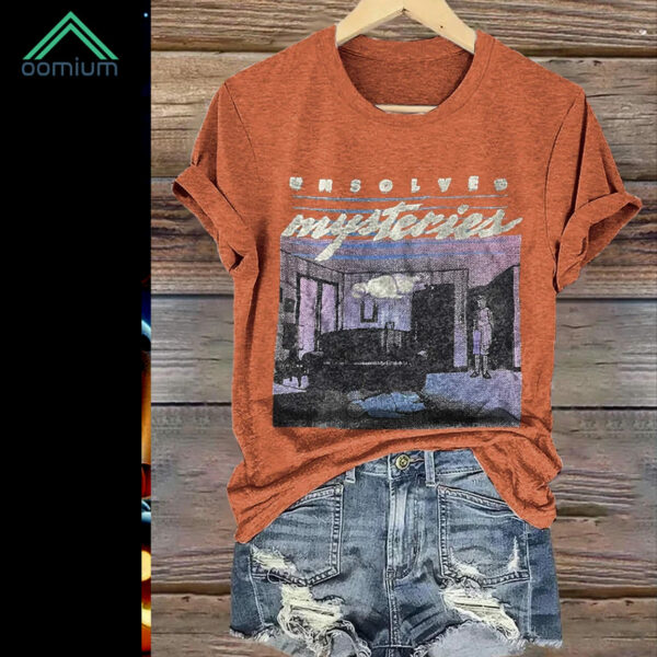 Retro Halloween Unsolved Mysteries Print Shirt