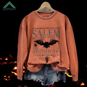 Retro Halloween Ye Olde Massachusetts Bay Colony Salem Apothecary Potion Print Sweatshirt 1