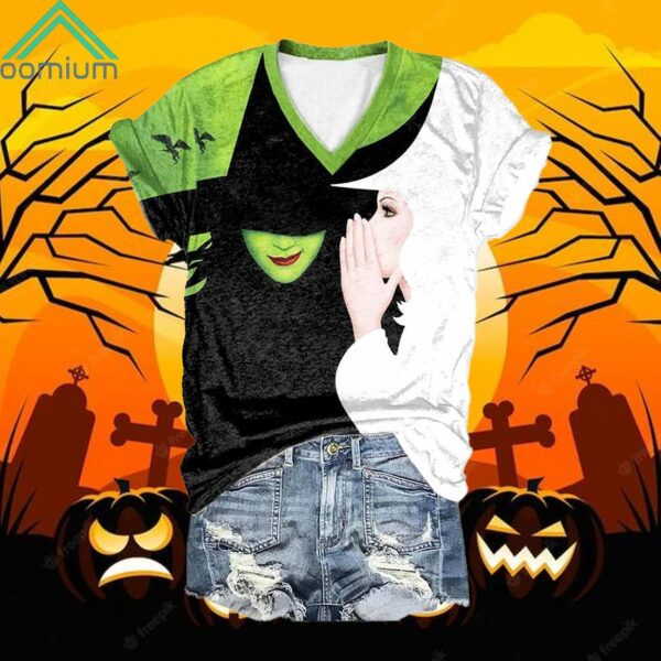 Retro Witch Poster Print V Neck Shirt