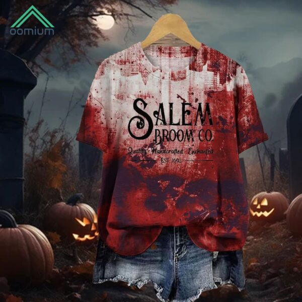 Salem Broom Co Quality Handcrafted Enchanted Est 1692 Printed Shirt