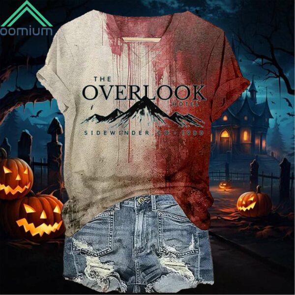 The Overlook Hotel Mountain Bloody Print V Neck Shirt 1