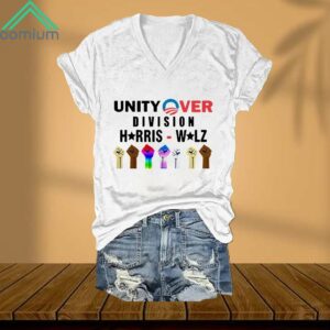 Unity Over Division Harris Walz V Neck Shirt