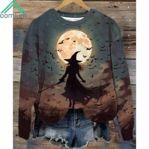 Vintage Halloween Witch Printed Sweatshirt