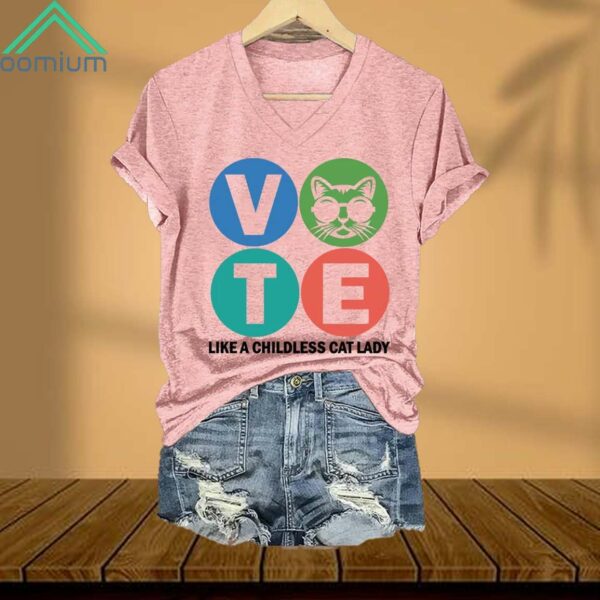 Vote Like A Childless Cat Lady V Neck Shirt