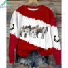 Western Horse Print Crew Neck Sweatshirt