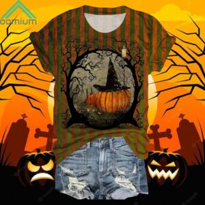 Witch Hat Pumpkin Print Casual Shirt