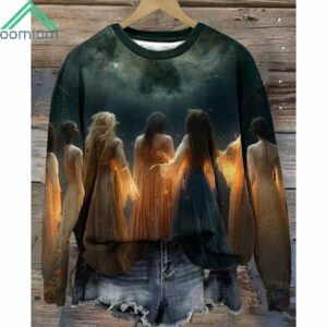 Witch Print Round Neck Sweatshirt